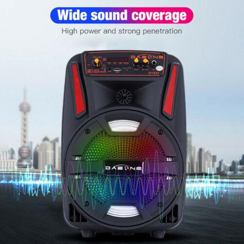 1000W Portable Bluetooth PA Speaker 8" Subwoofer Wireless Rechargeable Speaker With Microphone FM Radio LED - 4